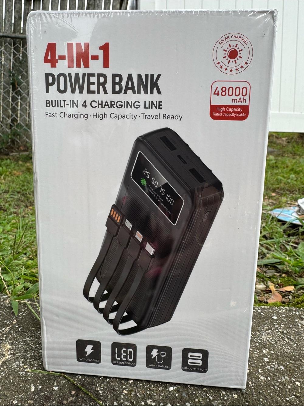4-in-1 Black Power Bank 48000mAh Portable Charger